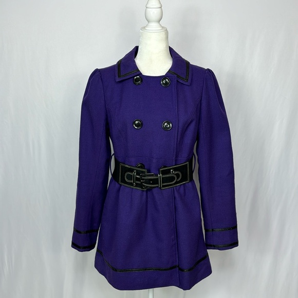 Candie’s Womens Belted Trench Coat Purple Size L‎ - Picture 1 of 11